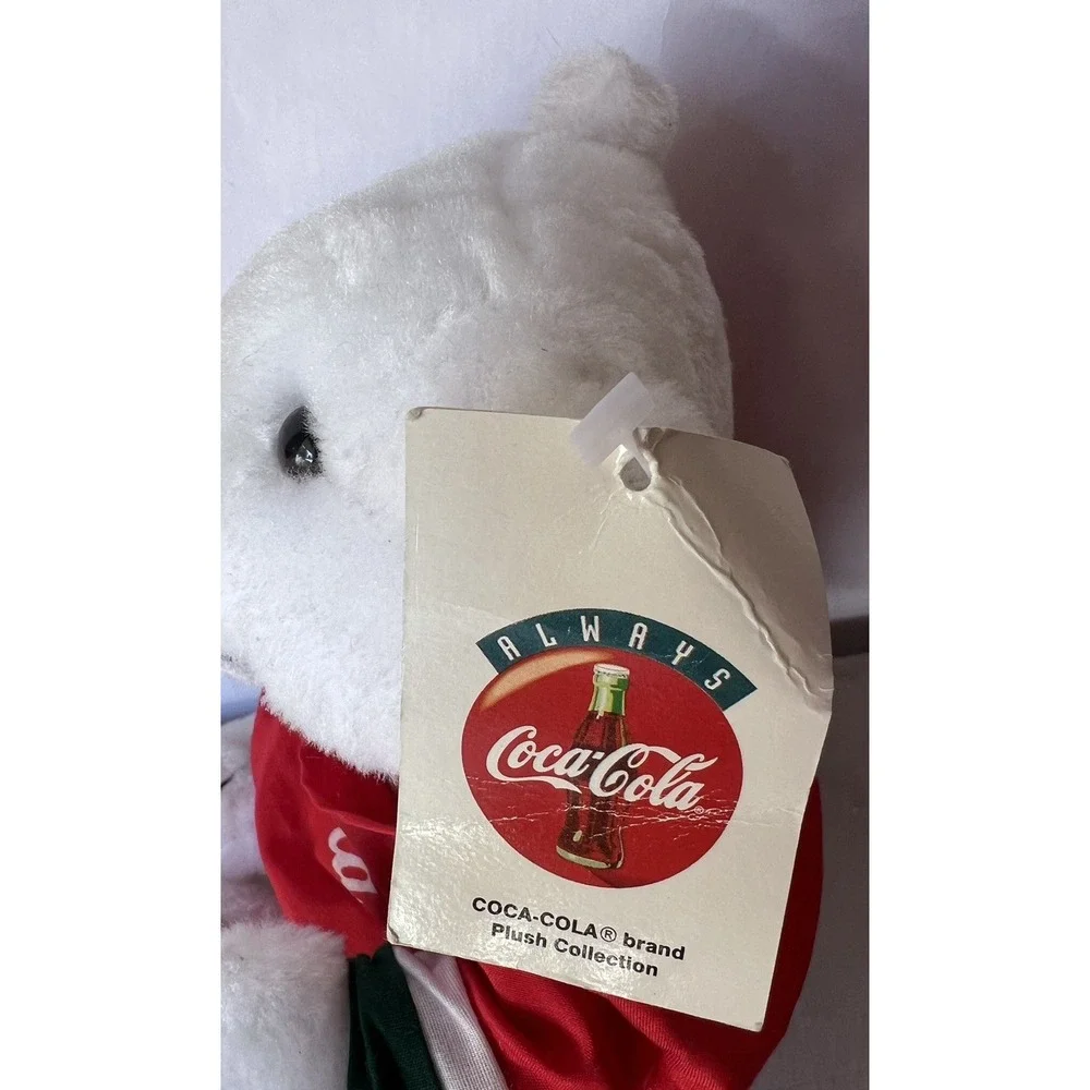 Coca Cola Plush 1998 Polar Bear With Jersey & Coke Bottle 7 Inches Tall‎ Vintage